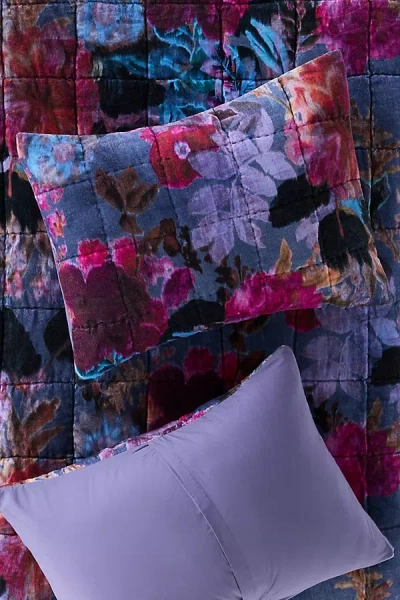 Anthropologie Imogen Cotton Velvet Floral Printed Pillowcases, Set Of 2