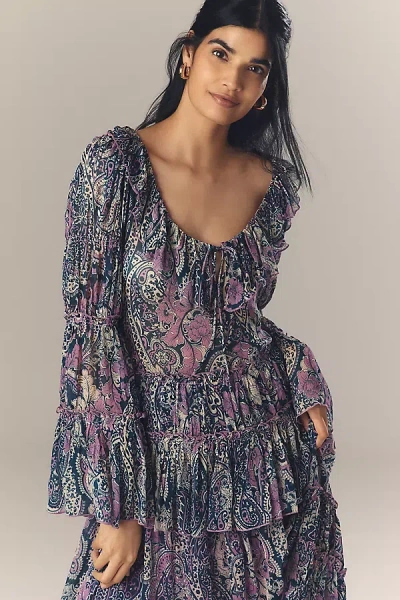 By Anthropologie Long-sleeve Ruffled Petticoat Blouse
