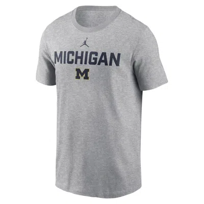 Jordan Men's Heather Gray Michigan Wolverines Campus 2-hit T-shirt In Gray