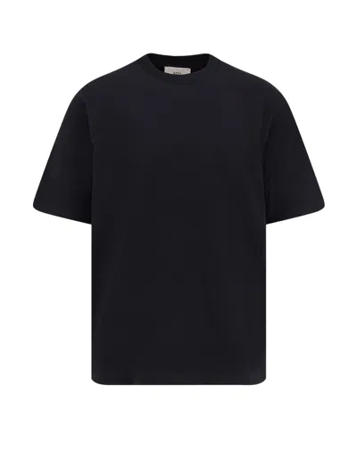 Ami Alexandre Mattiussi Relaxed Fit Black T-shirt With Subtle Embroidery In Black