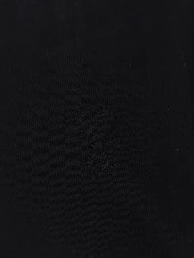 Ami Alexandre Mattiussi Relaxed Fit Black T-shirt With Subtle Embroidery In Black