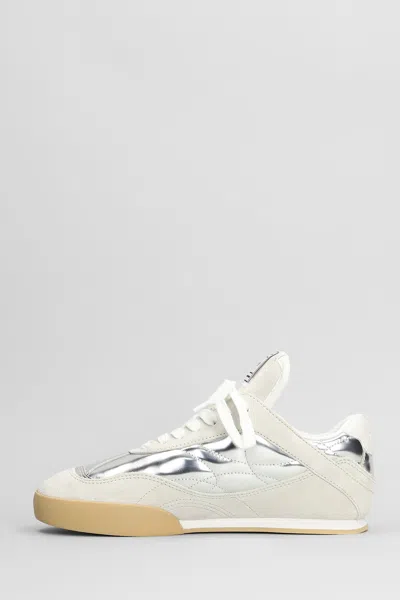 Chloé Kick Sneakers In Silver Suede And Leather