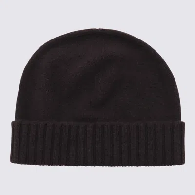 Malo Dark Brown Cashmere Beanie In Black