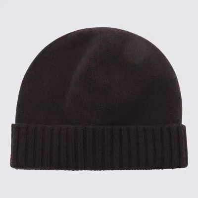 Malo Dark Brown Cashmere Beanie In Black