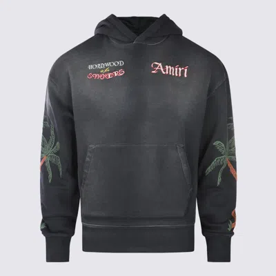 Amiri Hooded Sweatshirt With Front Pocket And Palm Tree Motif In Black