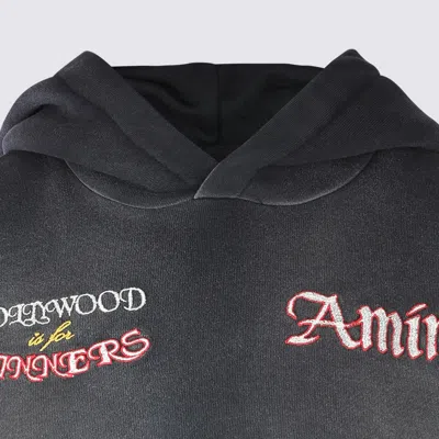 Amiri Hooded Sweatshirt With Front Pocket And Palm Tree Motif In Black