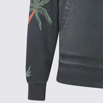 Amiri Hooded Sweatshirt With Front Pocket And Palm Tree Motif In Black