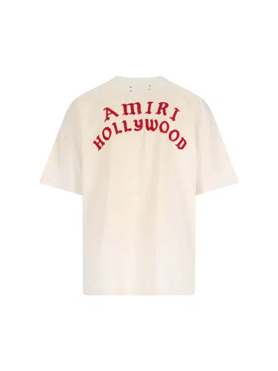 Amiri Mens Ivory Red Holly Text-print Cotton T-shirt Xl In Neutral