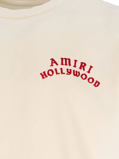 Amiri Mens Ivory Red Holly Text-print Cotton T-shirt Xl In Neutral