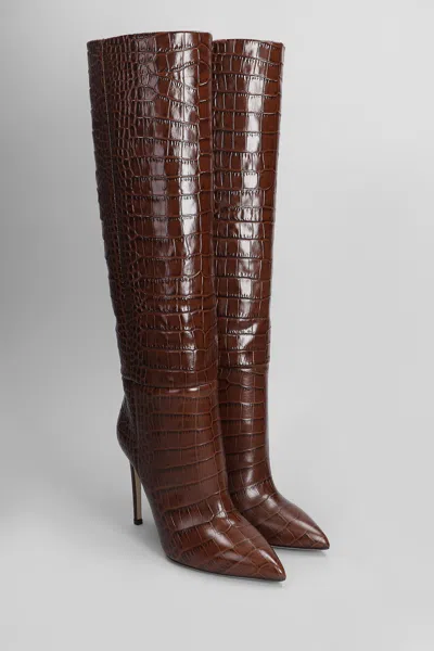 Paris Texas Stiletto Boot High Heels Boots In Brown Leather