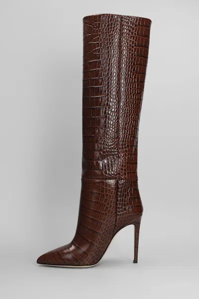Paris Texas Stiletto Boot High Heels Boots In Brown Leather