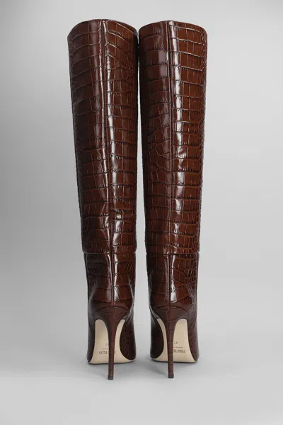 Paris Texas Stiletto Boot High Heels Boots In Brown Leather