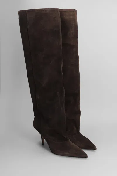 Paris Texas Ines Reverse 75 High Heels Boots In Brown Suede