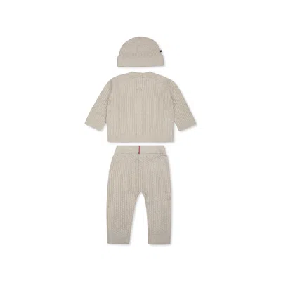 Tommy Hilfiger Beige Birth Set For Babykids With Flag In Gray
