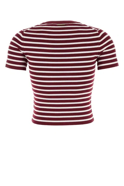 Michael Kors Embroidered Stretch Viscose Blend T-shirt In Burgundy