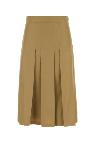 Prada Beige Cotto Blend Skirt In Nude