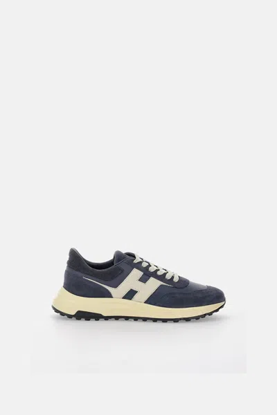 Hogan Hyperlight Lace-up Sneakers With Technical Fabric Inserts In Neutral