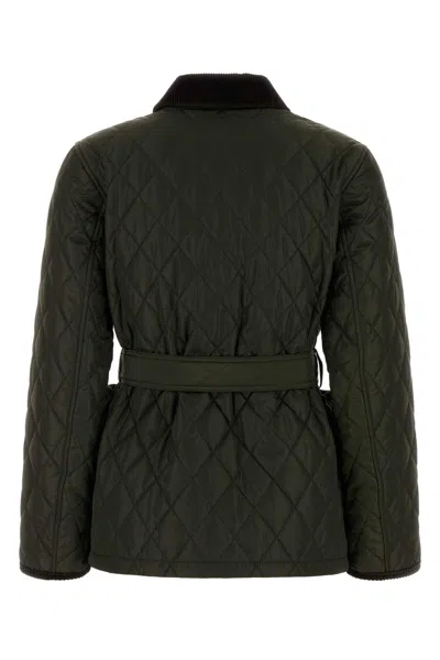 Burberry Belted Waist Quilted Nylon Jacket In Green
