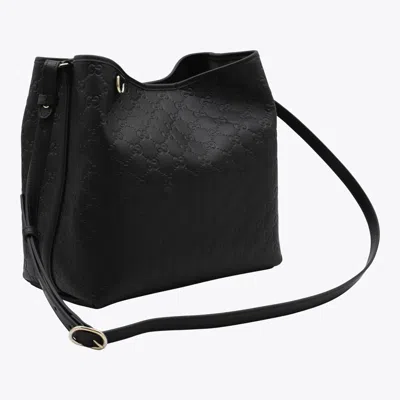 Gucci Black Leather Bucket Satchels In Black