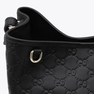 Gucci Black Leather Bucket Satchels In Black
