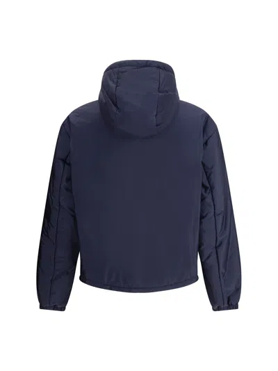 Prada Padded Jacket With Hood And Elastic Cuffs In Blue