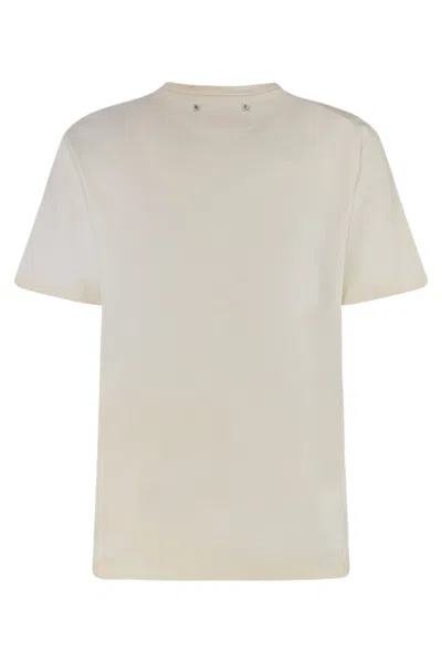 Golden Goose Crew-neck T-shirt Floral Print In Neutral
