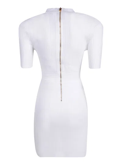 Balmain Logo Button Knit Dress In White