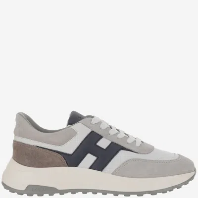 Hogan Round Toe Rubber Sole Panelled Design Sneakers In Gray
