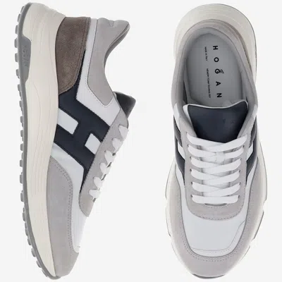 Hogan Round Toe Rubber Sole Panelled Design Sneakers In Gray