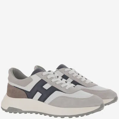 Hogan Round Toe Rubber Sole Panelled Design Sneakers In Gray
