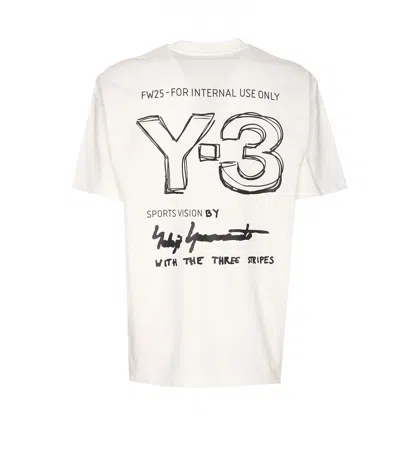 Y-3 Crewneck Graphic Print Oversize Short Sleeve T-shirt In White