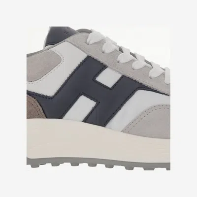 Hogan Round Toe Rubber Sole Panelled Design Sneakers In Gray