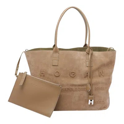 Hogan Double Strap Tote Bag With Suede Finish