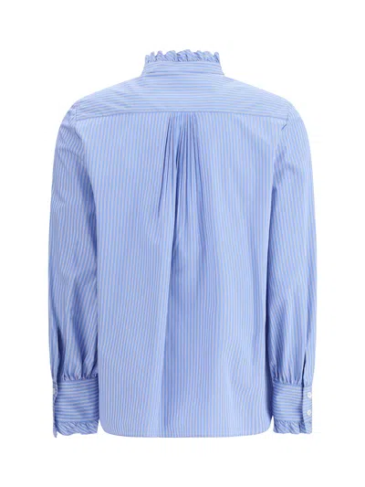 Valentino Hemd Aus Classic Stripe Popeline Frau Iris Liliac 48