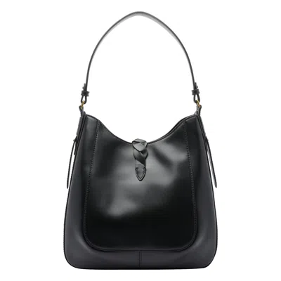 Isabel Marant Black Hobo Bag With Braided Detail And Adjustable Strap In Black