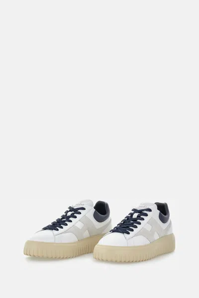 Hogan Lace-up White Sneakers With Logo Patch In Multi