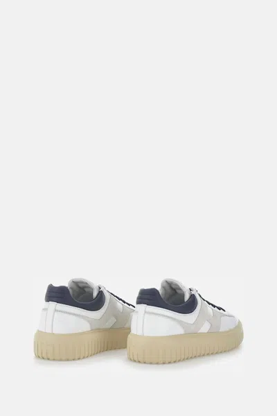 Hogan Lace-up White Sneakers With Logo Patch In Multi