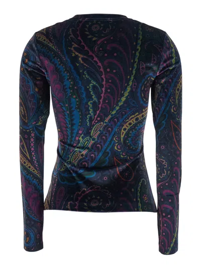 Etro Velvet Top In Blue