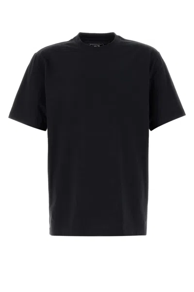 Y-3 Adidas Back Print Short Sleeved Cotton T-shirt Clothing In Black