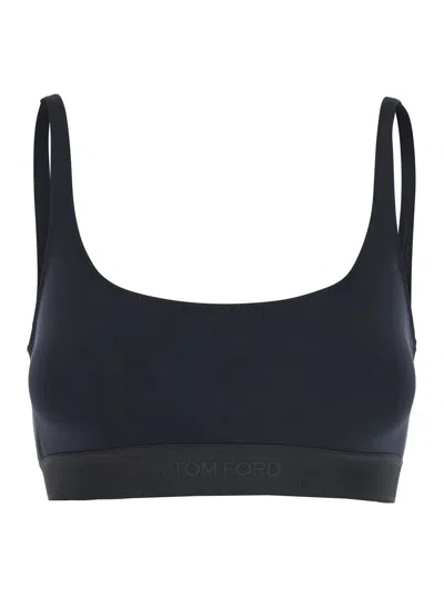 Tom Ford Logo Underband Bralette Bra In Blue
