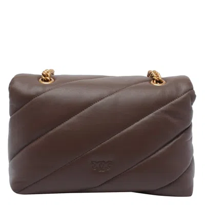 Pinko Borsa A Tracolla Media Love Bag Puff Marrone In Brown