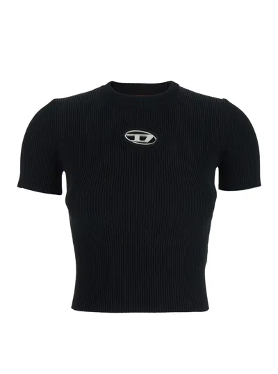 Diesel Women T-uncutie-long-od-q1 Slim T-shirt In Black Organic Jersey In Black