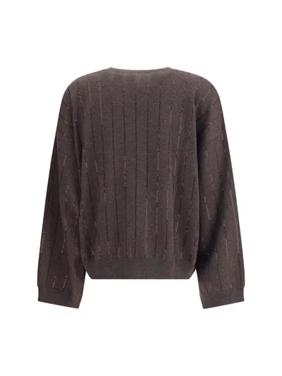 Brunello Cucinelli Sequined Vertical Striped Knitwear