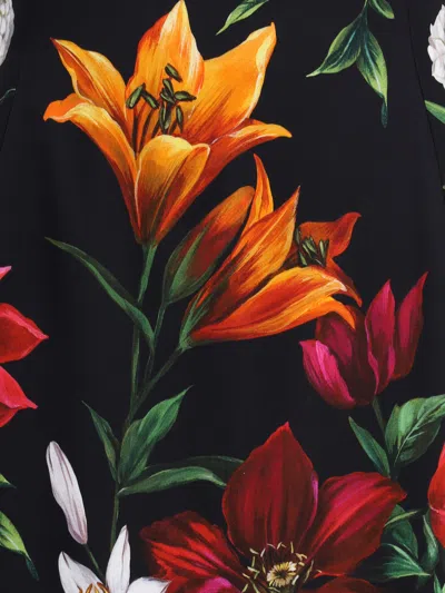 Dolce & Gabbana Flower Print Satin Midi Dress In Multi