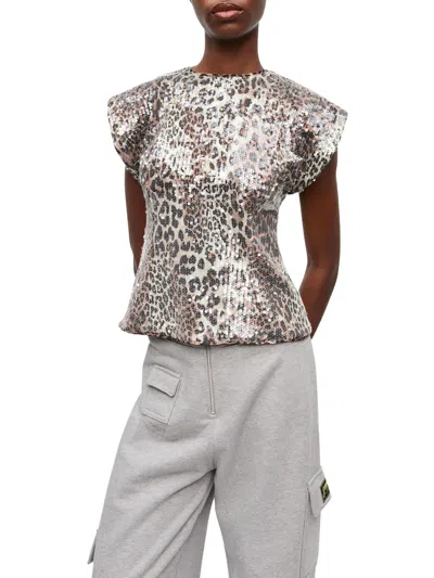 Ganni Leopard Blouse With Sequins