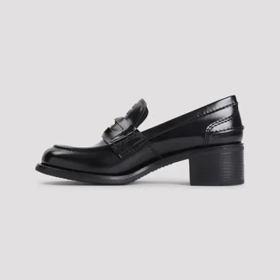 Miu Miu Penny Loafers In Brushed Leather In Black