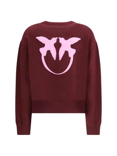 Pinko Wool And Cashmere Logo Sweater In Brown