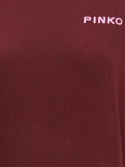 Pinko Wool And Cashmere Logo Sweater In Brown