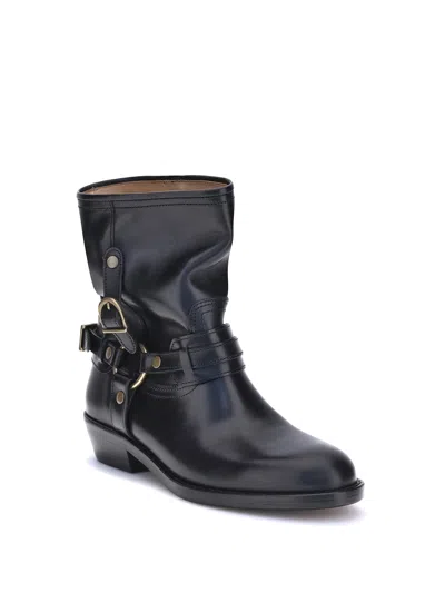 Isabel Marant 40mm Buckle-strap Leather Biker Boots