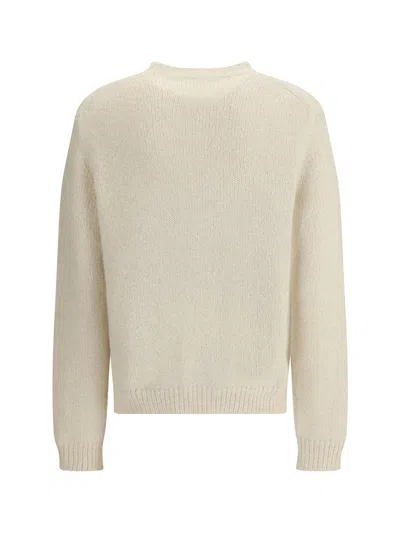 Jil Sander Ribbed Hem And Cuff Alpaca Blend Sweater In White